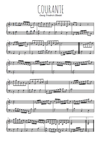 Téléchargez l'arrangement pour piano de la partition de Courante en fa en PDF
